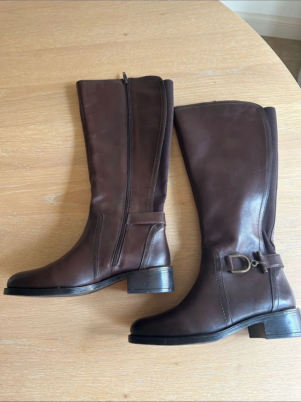 Vintage Foundry Hortense gant Brown Leather Riding Boots, size 7.5, NWOT Display